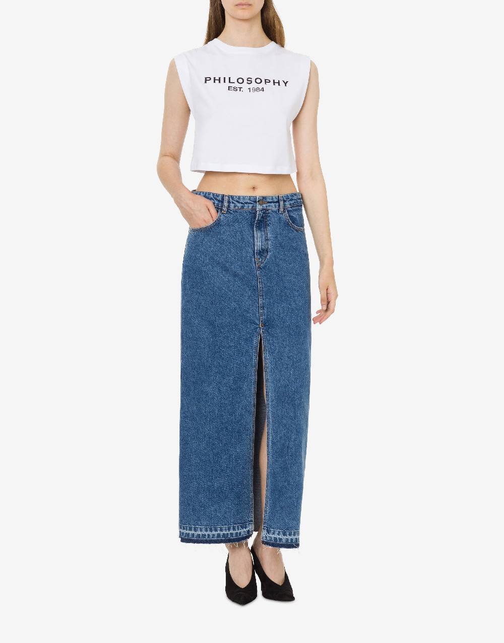 Philosophy Di Lorenzo Serafini Top crop in jersey con logo Offerta