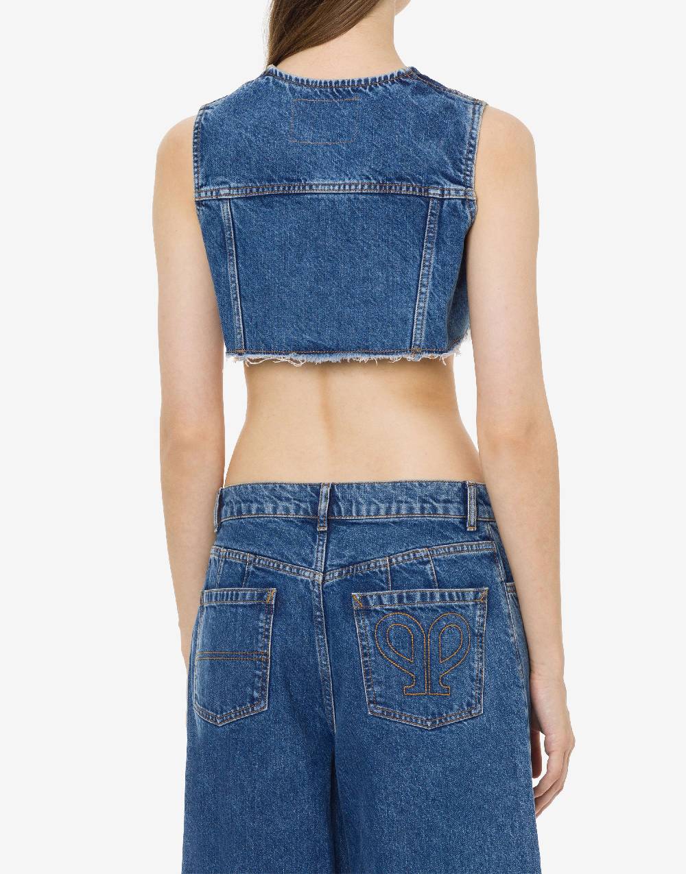 Philosophy Di Lorenzo Serafini Gilet crop in denim Outlet