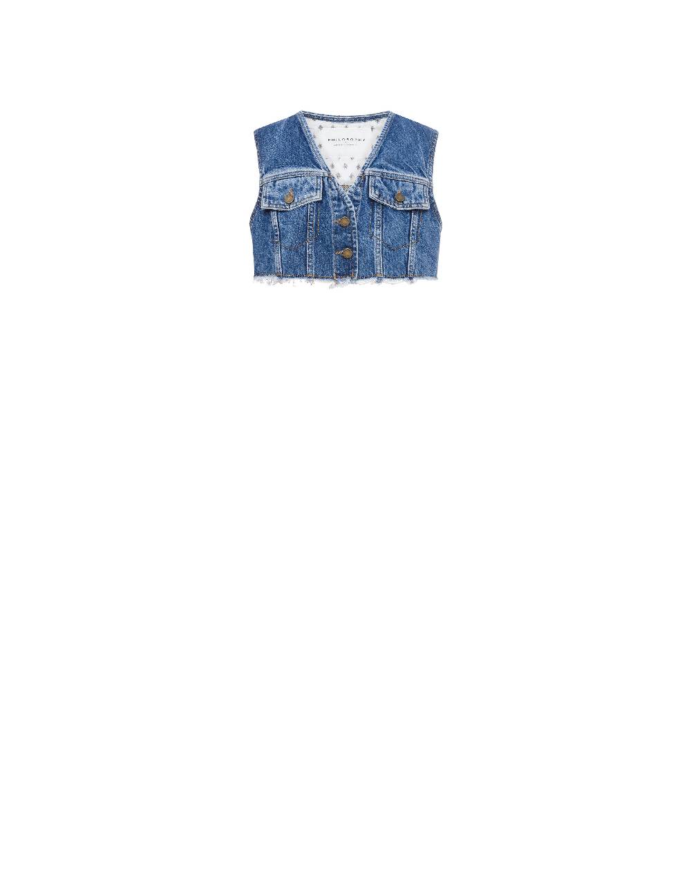 Philosophy Di Lorenzo Serafini Gilet crop in denim Outlet
