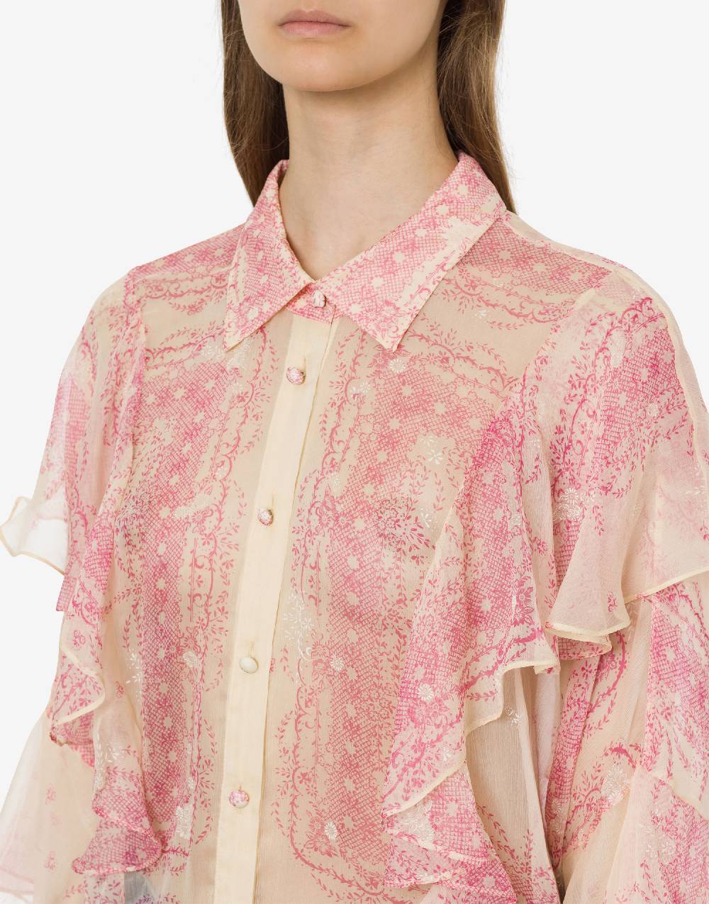 Philosophy Di Lorenzo Serafini Camicia in crépon di seta con volant Qualità