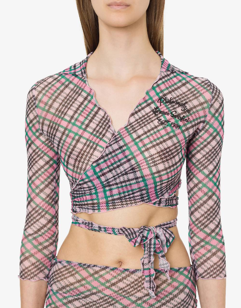 Philosophy Di Lorenzo Serafini Crop top beachwear in tulle Check Vendita