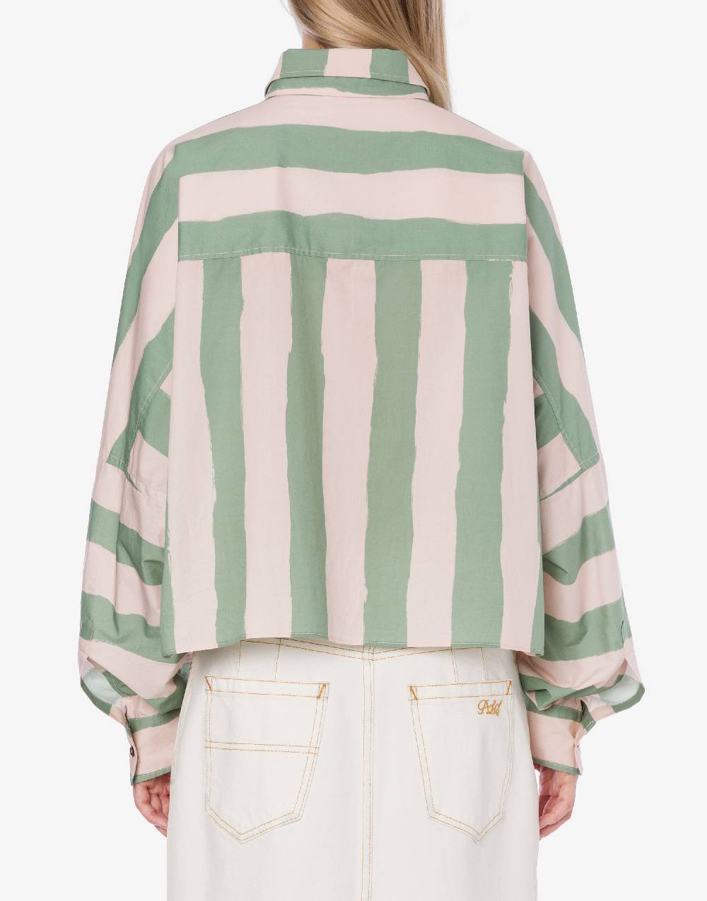 Philosophy Di Lorenzo Serafini Camicia crop a righe in cotone stretch Economico