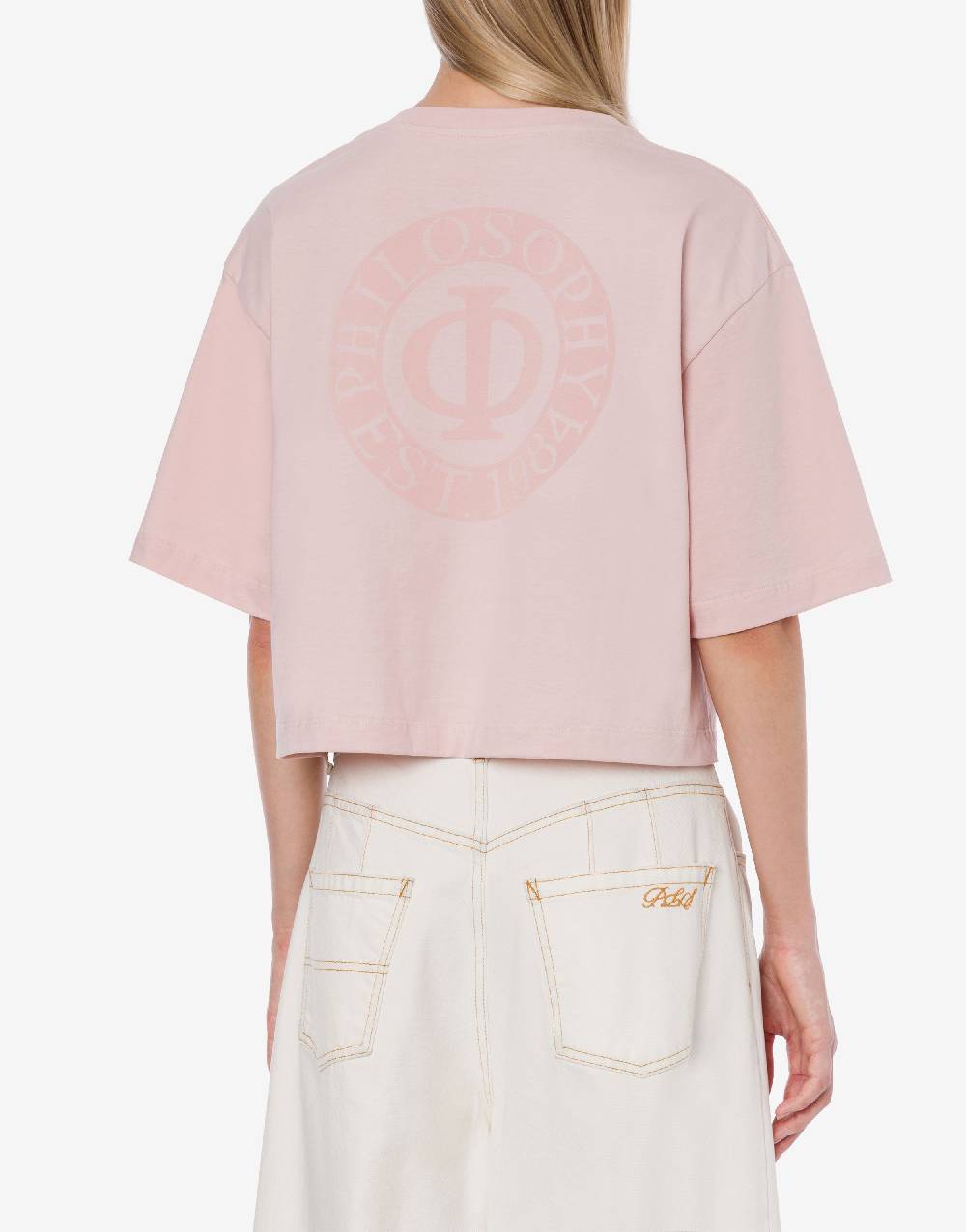 Philosophy Di Lorenzo Serafini T-shirt crop in jersey con logo Duty-free