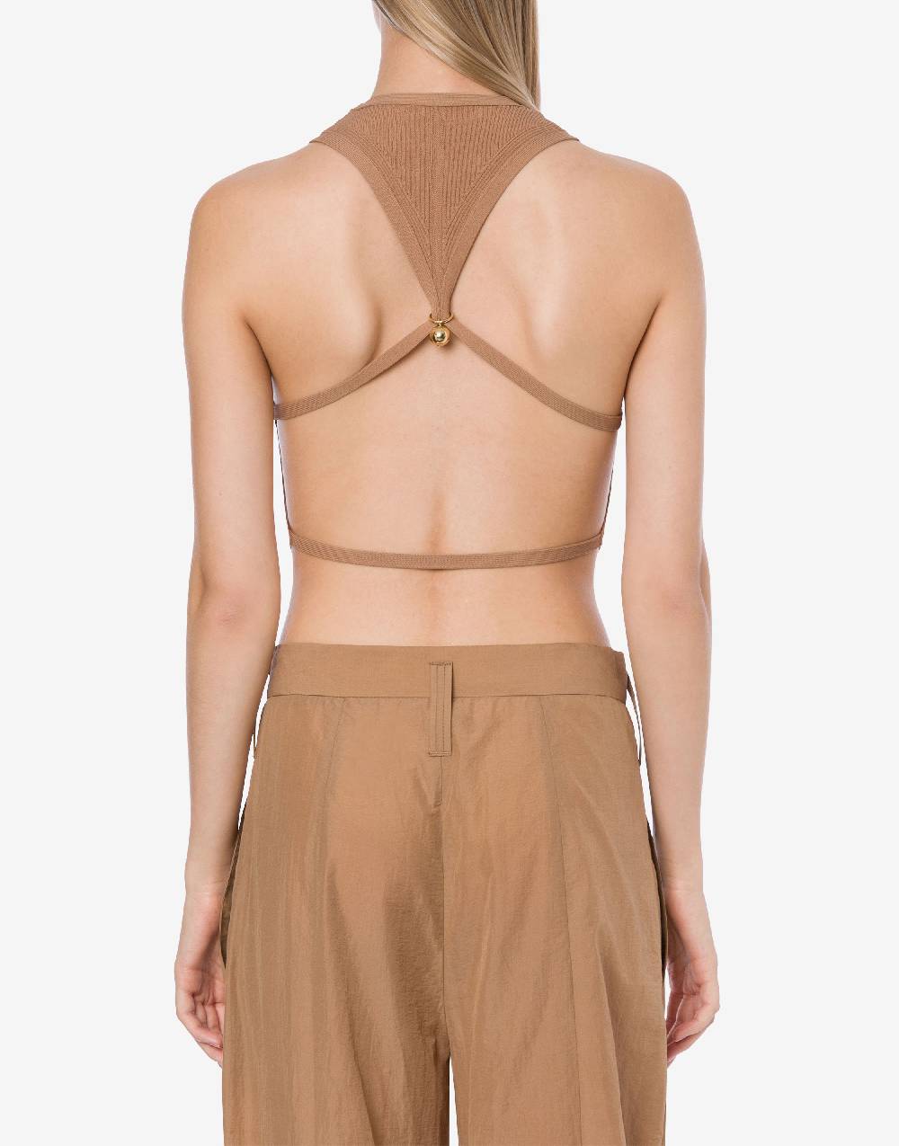 Philosophy Di Lorenzo Serafini Top crop a costine stretch con piercing Consegna Veloce