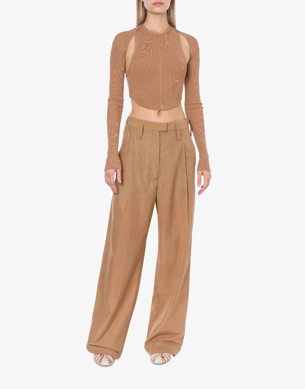 Philosophy Di Lorenzo Serafini Top crop a costine stretch con piercing Consegna Veloce