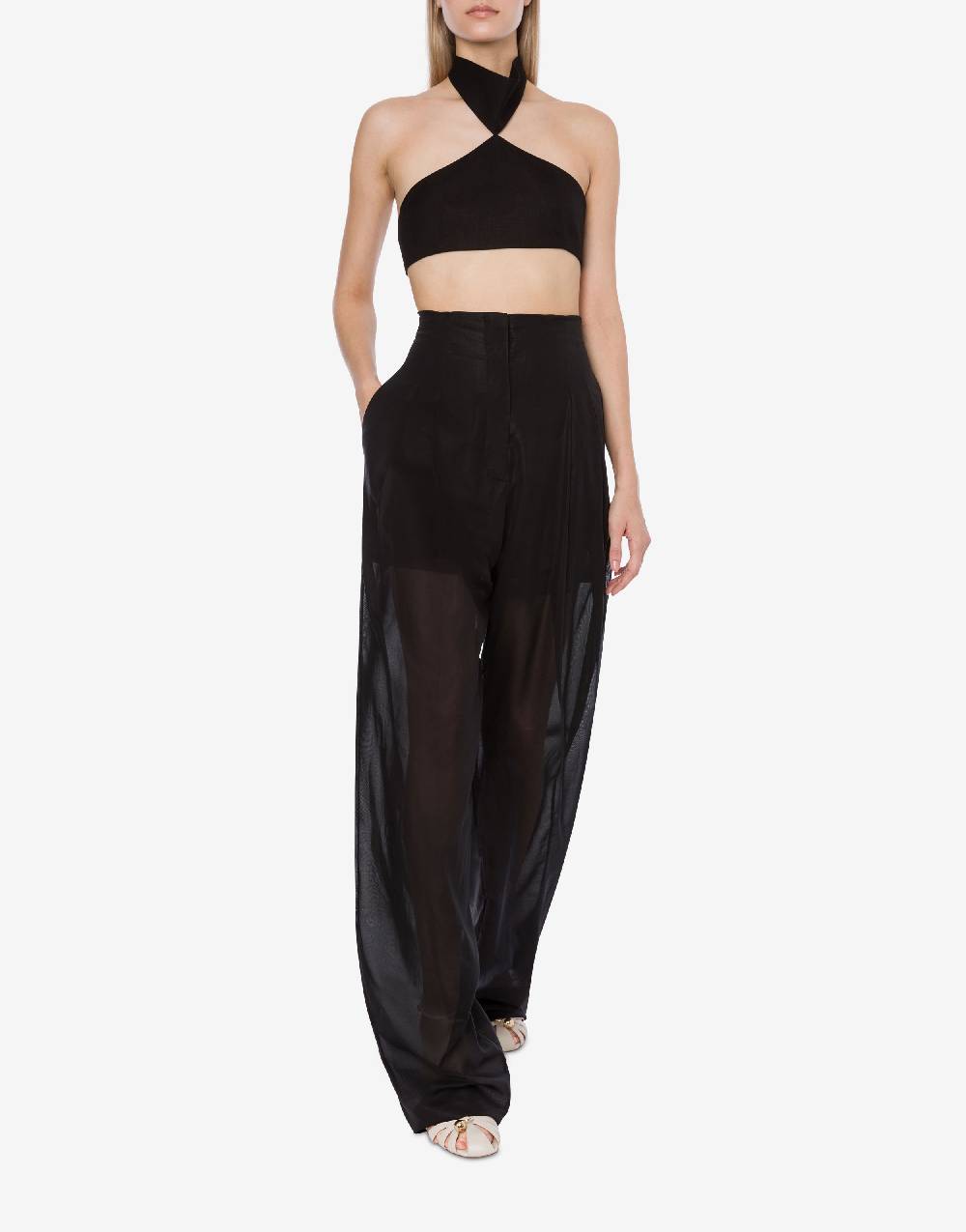 Philosophy Di Lorenzo Serafini Crop top in tela di misto lino Shopping Online