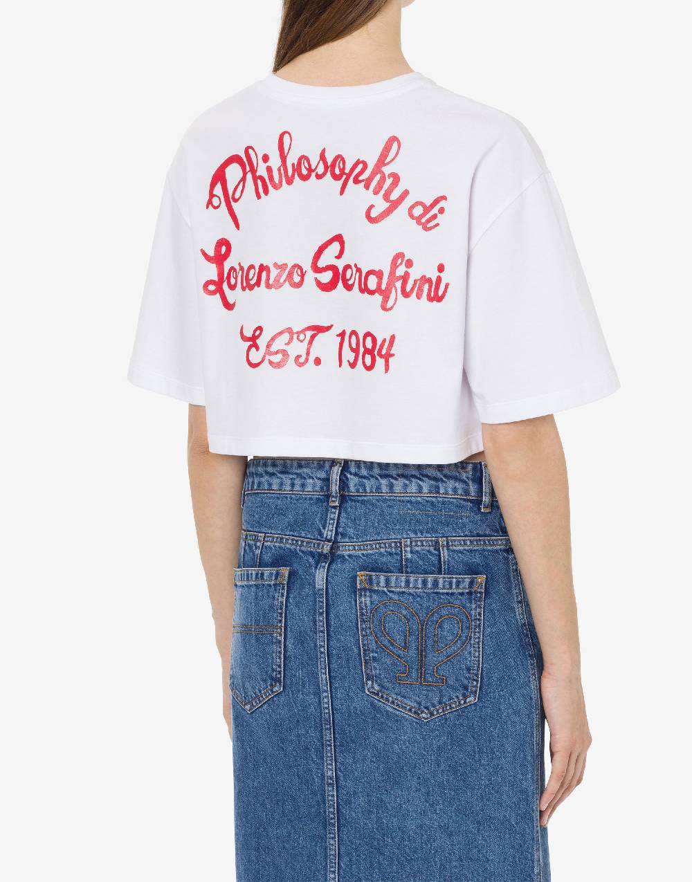 Philosophy Di Lorenzo Serafini T-shirt cropped con stampa logo Vendita Calda