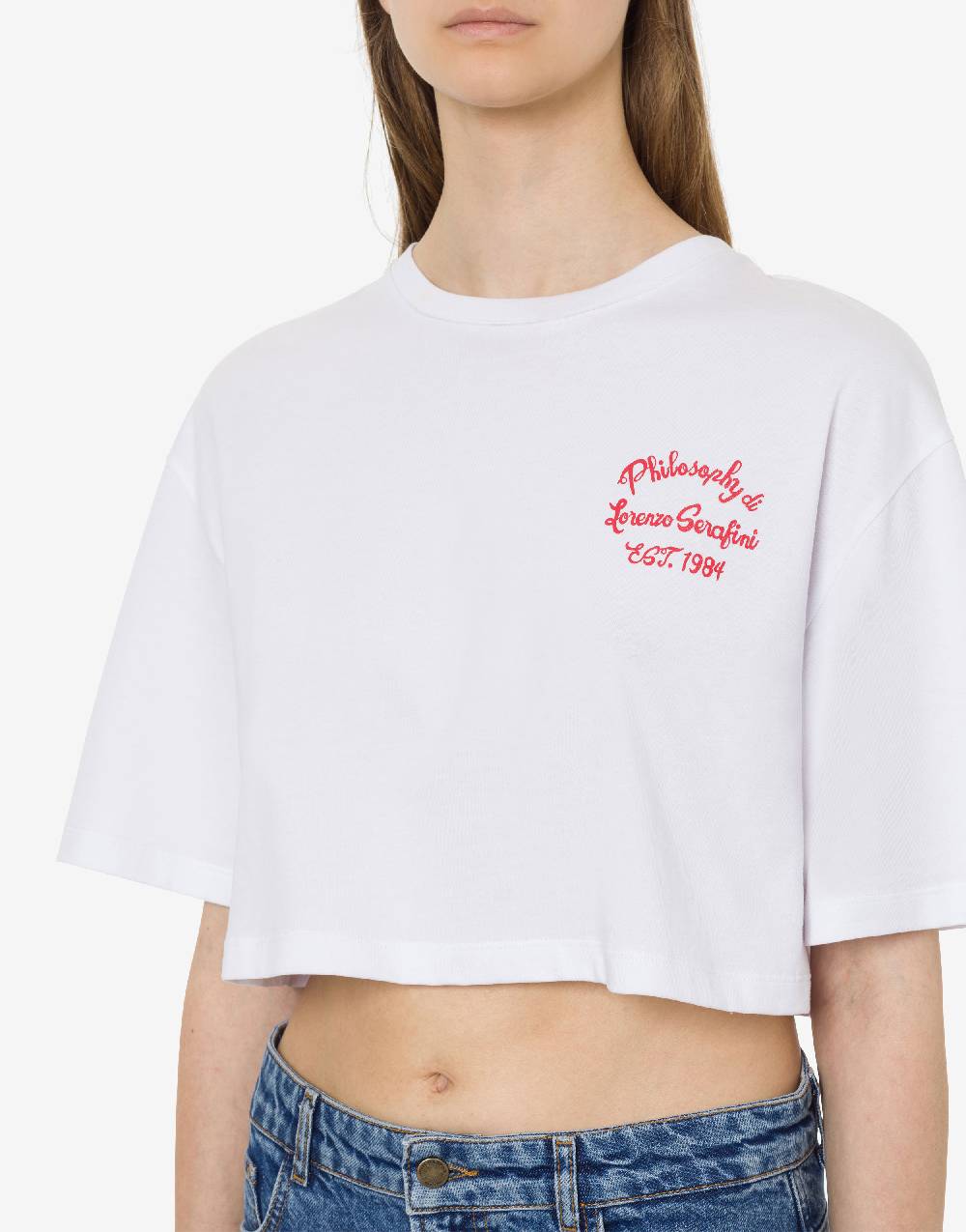 Philosophy Di Lorenzo Serafini T-shirt cropped con stampa logo Vendita Calda