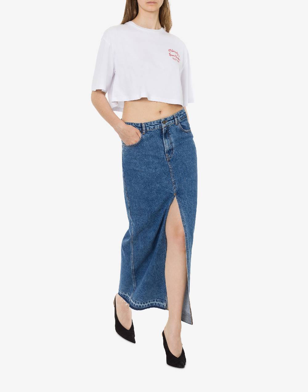 Philosophy Di Lorenzo Serafini T-shirt cropped con stampa logo Vendita Calda