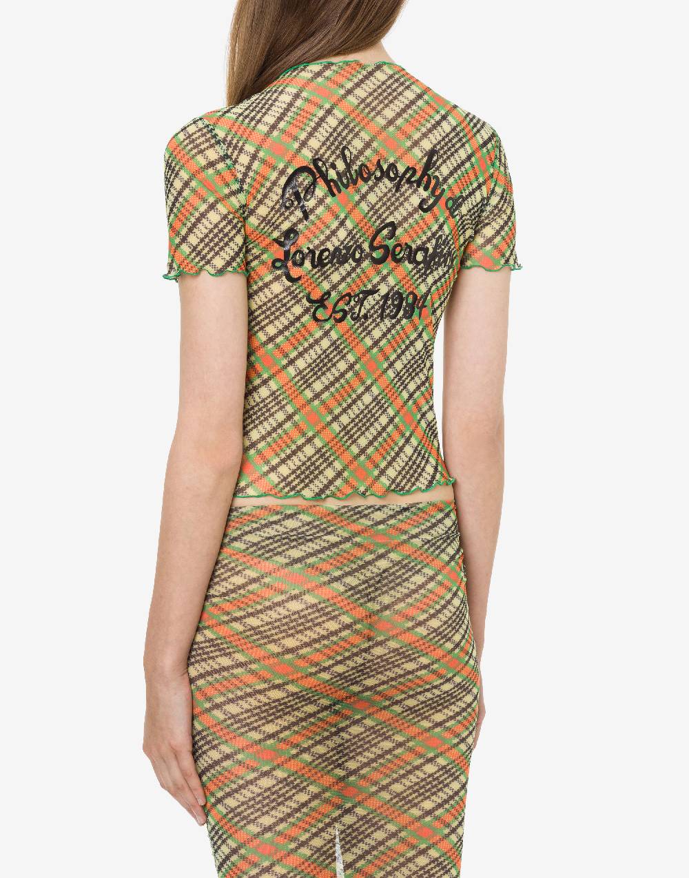 Philosophy Di Lorenzo Serafini T-shirt beachwear in tulle Check Vendita Economica