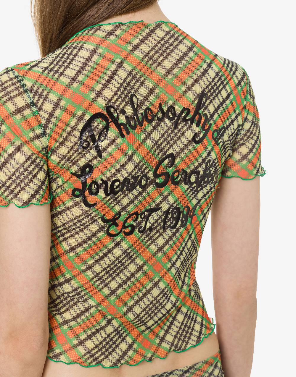 Philosophy Di Lorenzo Serafini T-shirt beachwear in tulle Check Vendita Economica