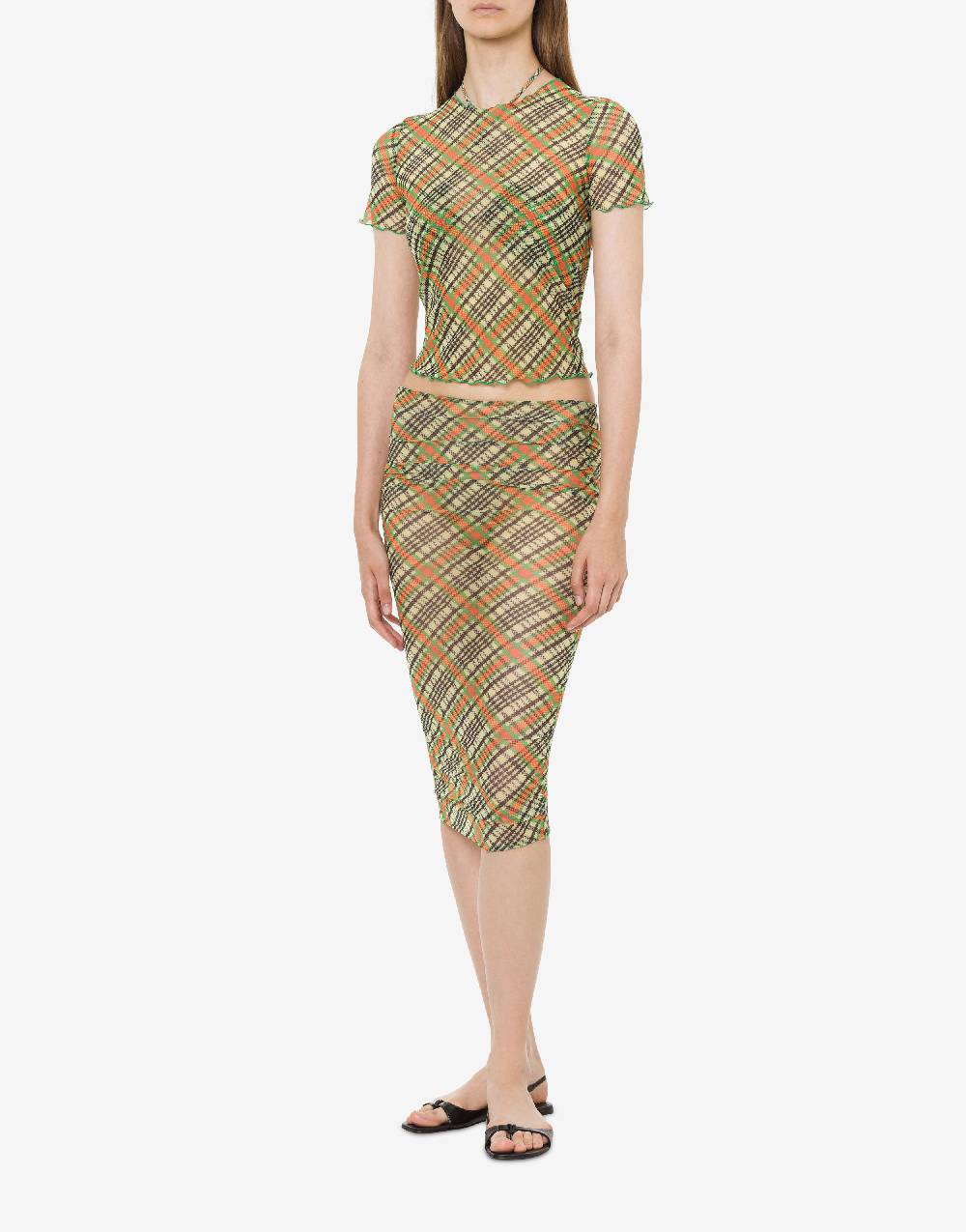 Philosophy Di Lorenzo Serafini T-shirt beachwear in tulle Check Vendita Economica