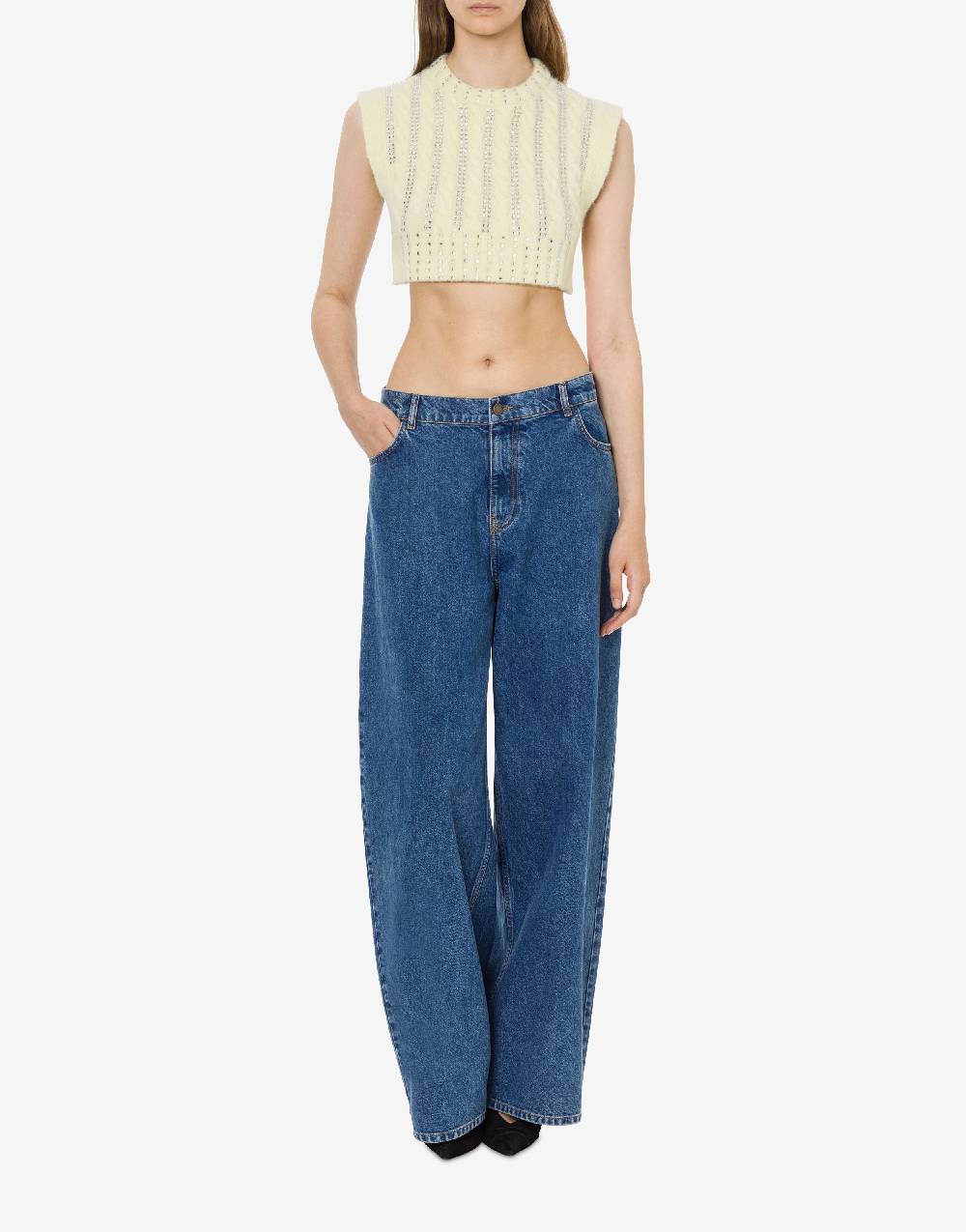 Philosophy Di Lorenzo Serafini Crop top in baby alpaca e lana con strass Moda