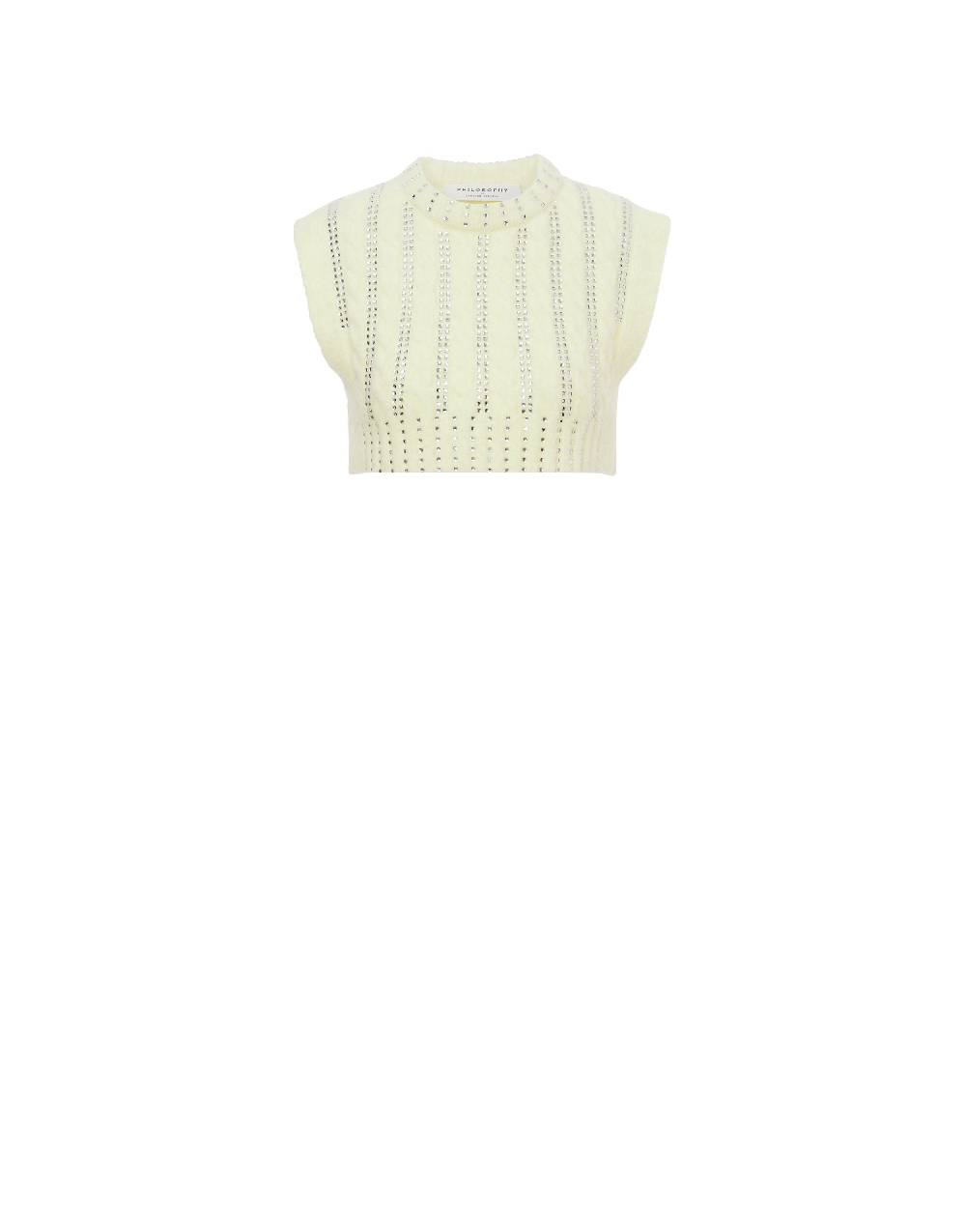 Philosophy Di Lorenzo Serafini Crop top in baby alpaca e lana con strass Moda