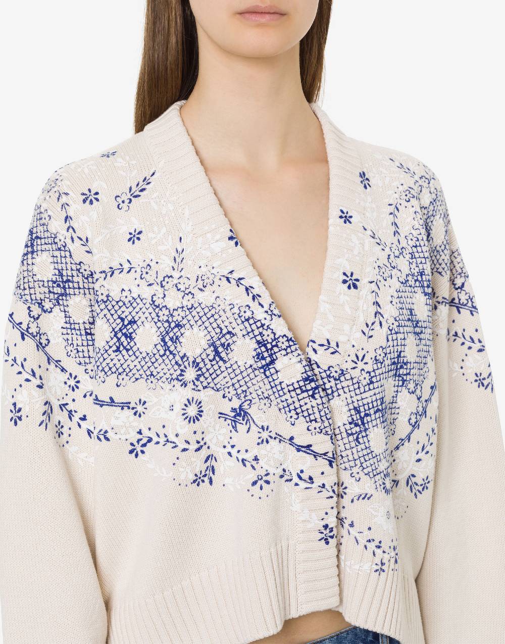 Philosophy Di Lorenzo Serafini Cardigan in cotone e lana con stampa Fornitura limitata