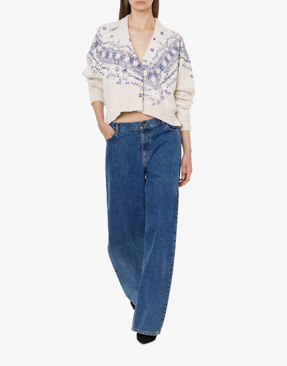 Philosophy Di Lorenzo Serafini Cardigan in cotone e lana con stampa Fornitura limitata
