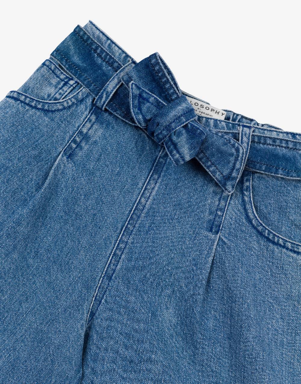 Philosophy Di Lorenzo Serafini Kids short in denim con patch 'doppia P' Prezzo basso