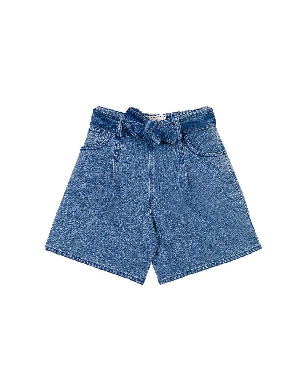 Philosophy Di Lorenzo Serafini Kids short in denim con patch 'doppia P' Prezzo basso