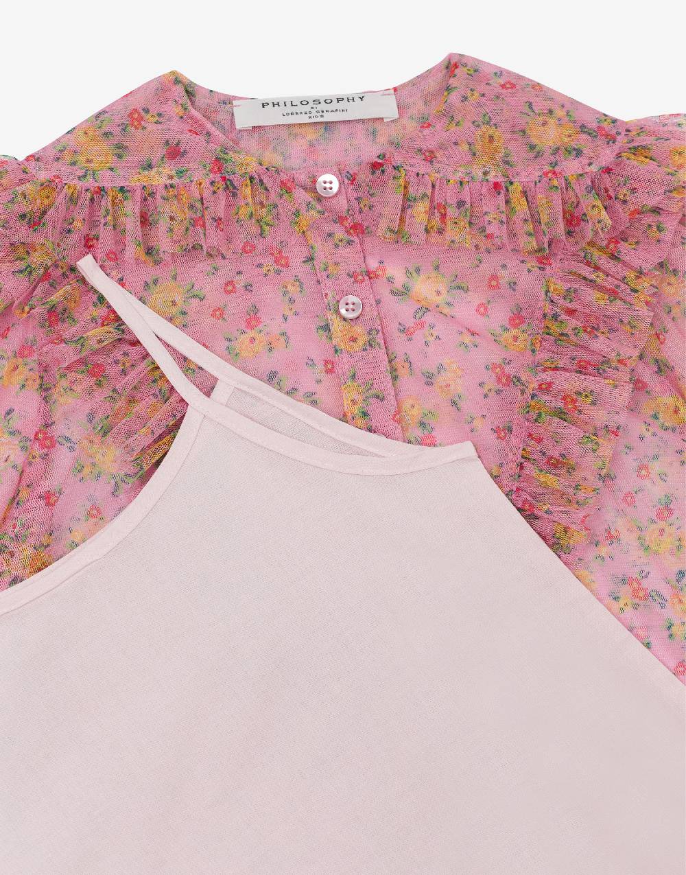 Philosophy Di Lorenzo Serafini Kids camicia in tulle con stampa fiori ACQUISTA ORA