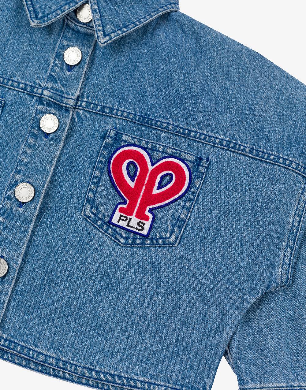 Philosophy Di Lorenzo Serafini Kids giacca crop in denim con patch 'doppia p' Ultimo giorno