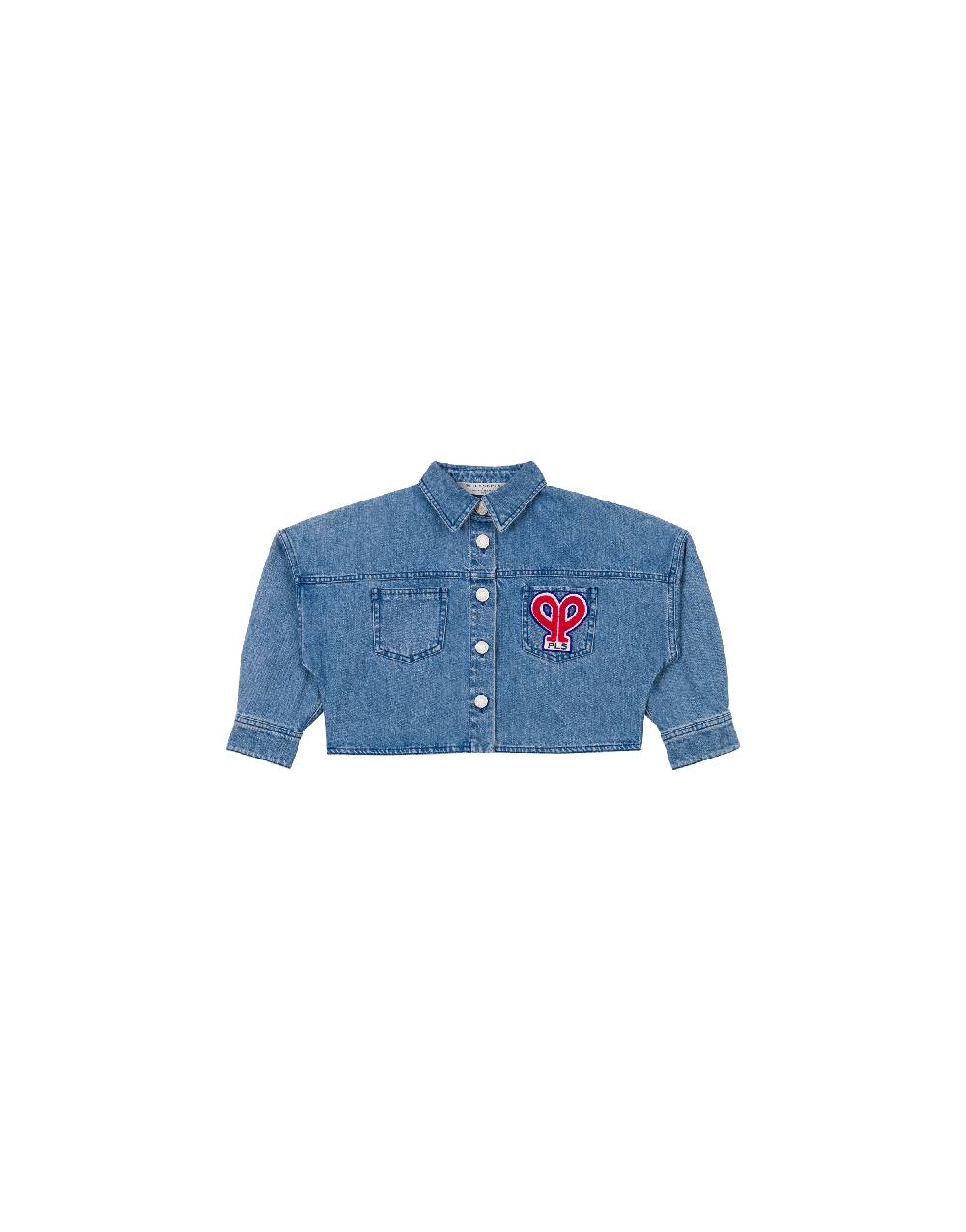 Philosophy Di Lorenzo Serafini Kids giacca crop in denim con patch 'doppia p' Ultimo giorno