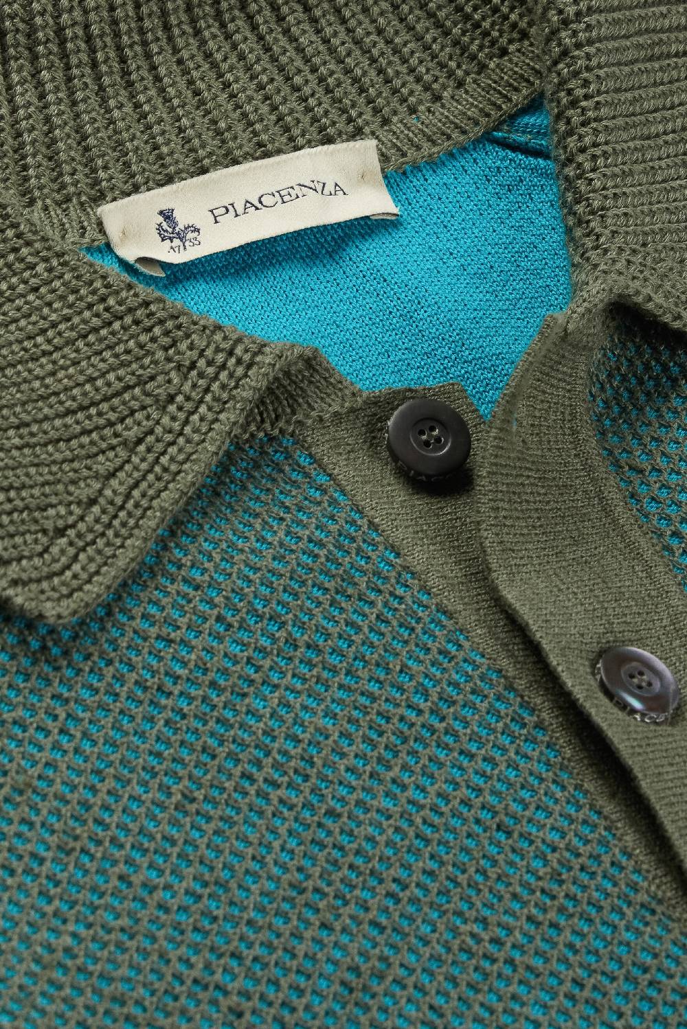 Piacenza 1733 Polo maniche lunghe two tone honey comb verde 2025