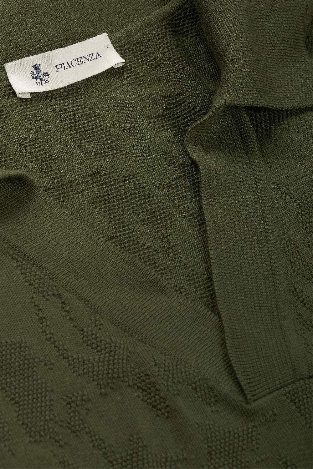 Piacenza 1733 Polo jacquard mesh camo verde scuro In Linea