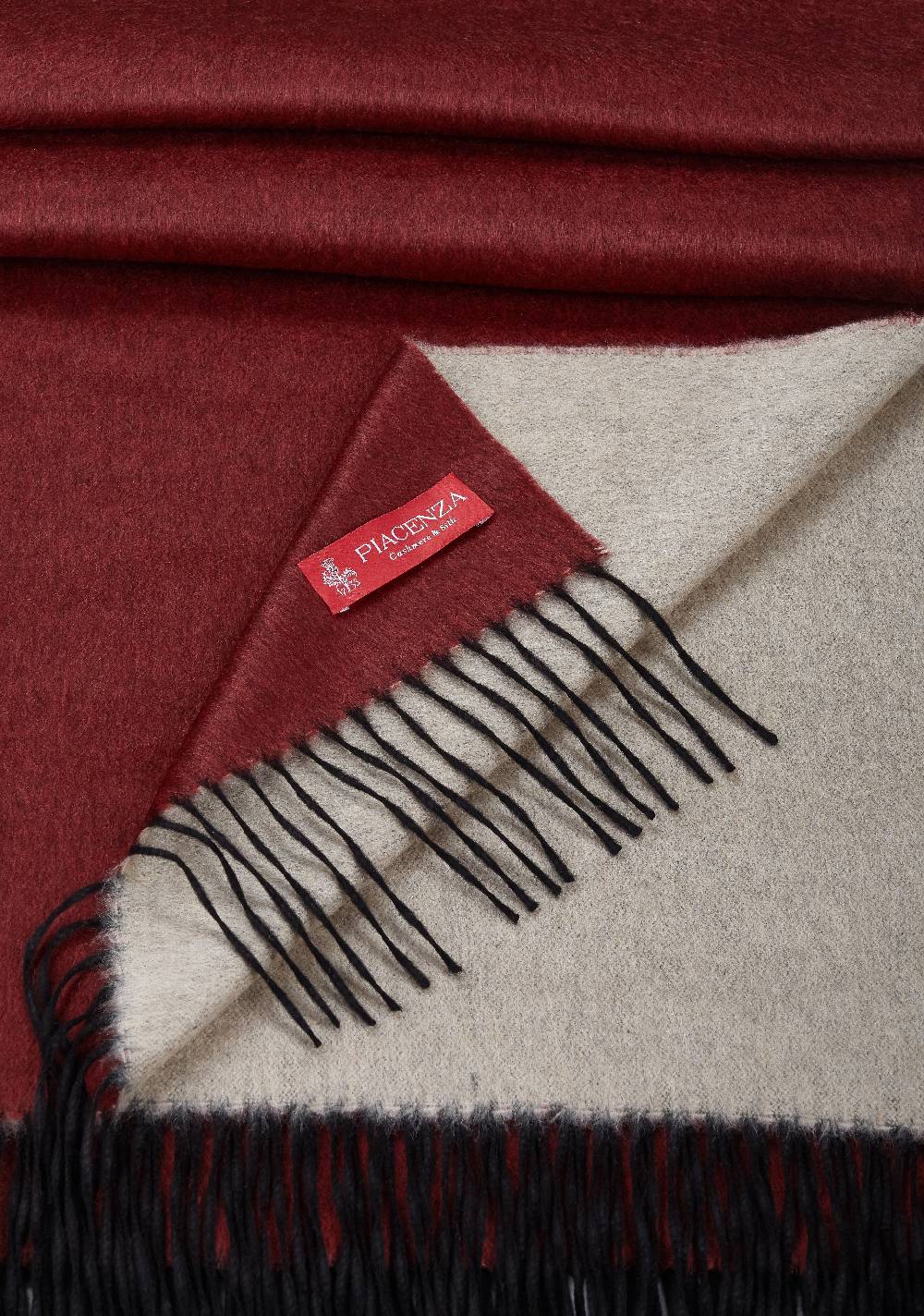 Piacenza 1733 MIRROR Plaid double bianco e bordeaux Shopping Online