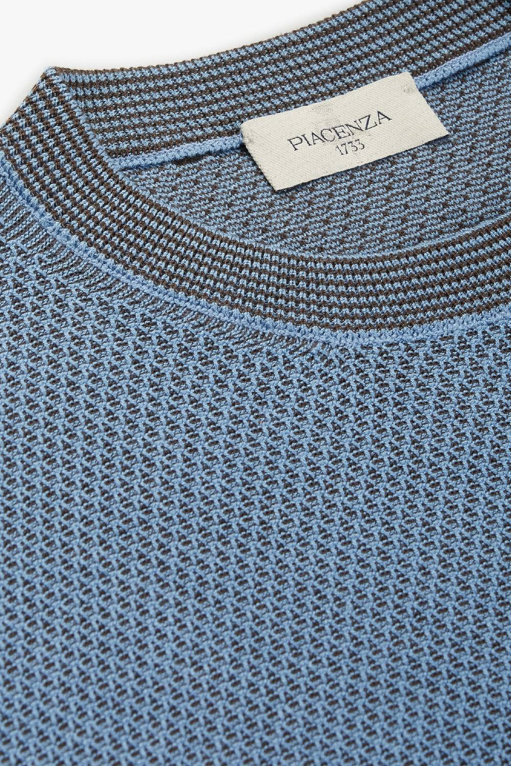 Piacenza 1733 Maglia maniche lunghe two tone slip azzurro e marrone Acquista Ora