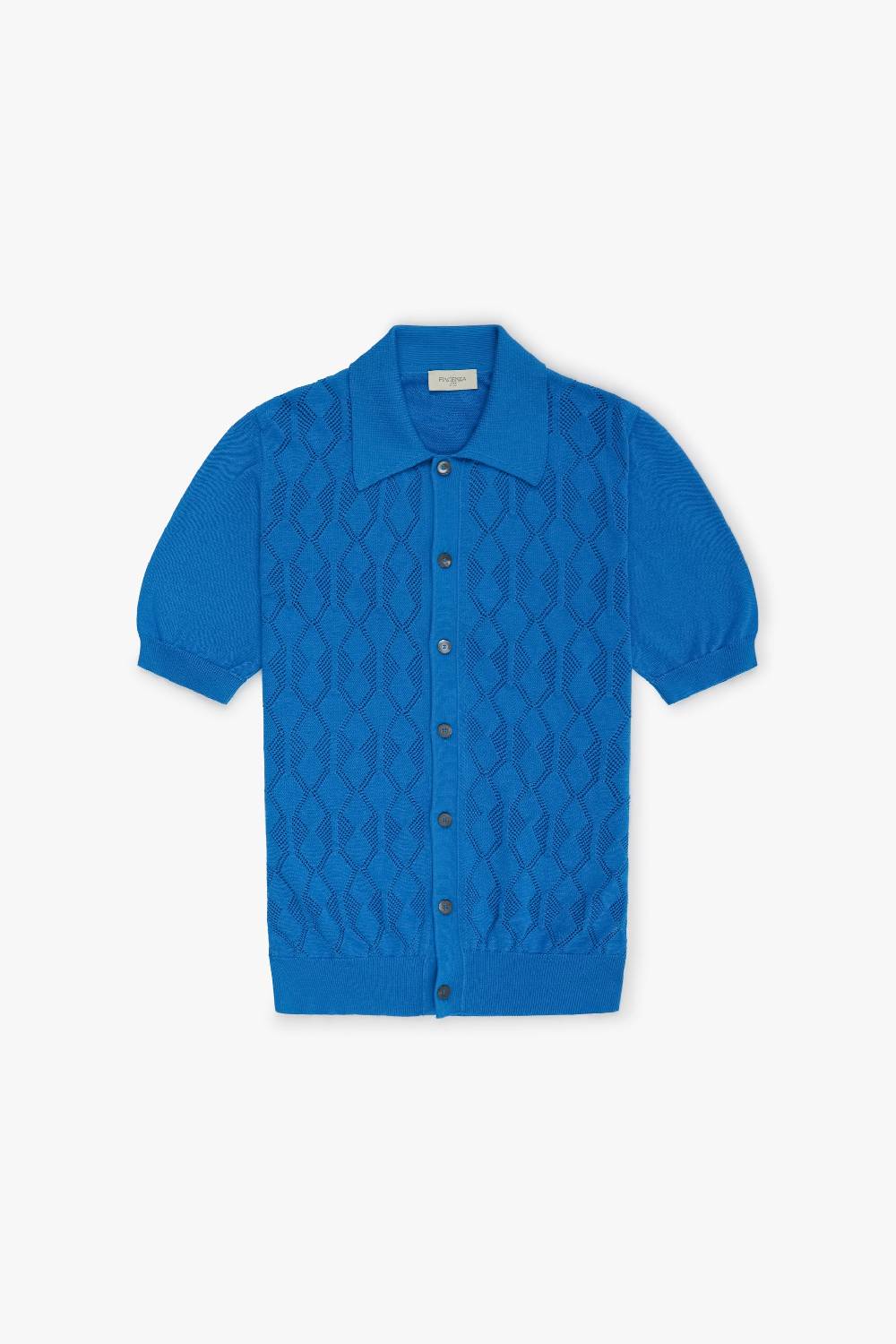 Piacenza 1733 Camicia maniche corte crochet blu elettrico Promozione Limitata