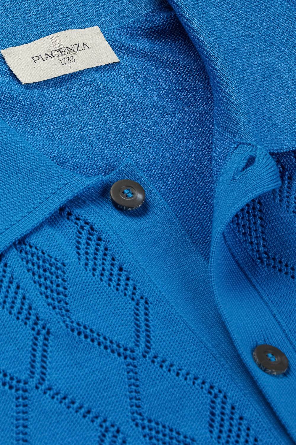 Piacenza 1733 Camicia maniche corte crochet blu elettrico Promozione Limitata