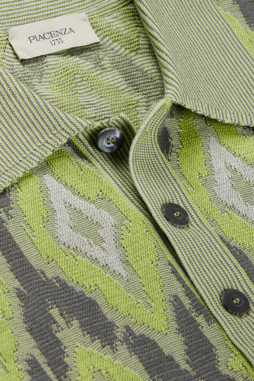 Piacenza 1733 Polo fil a fil ikat argyle jacquard verde Offerta