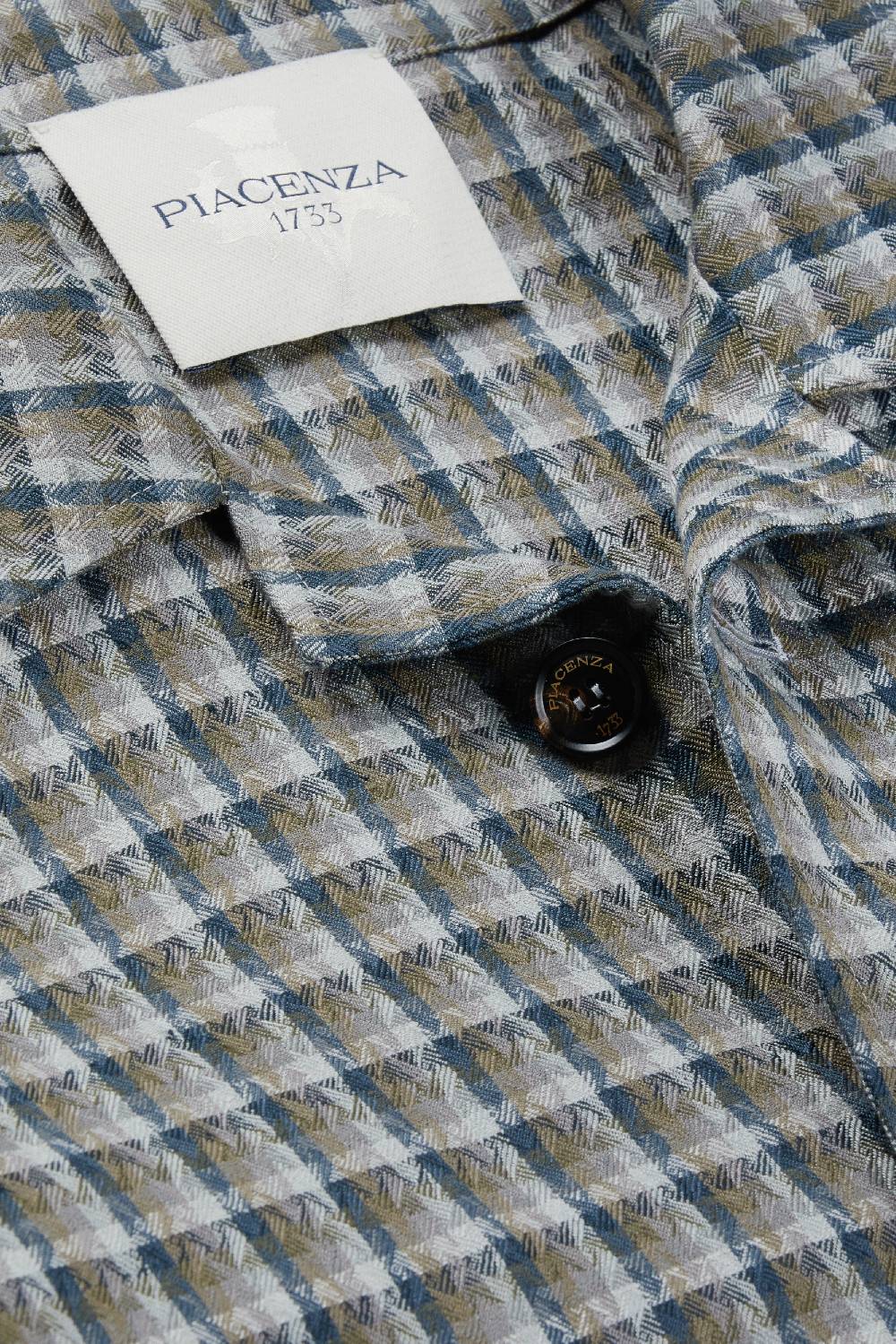 Piacenza 1733 Giacca camicia grigio e azzurro Nuova