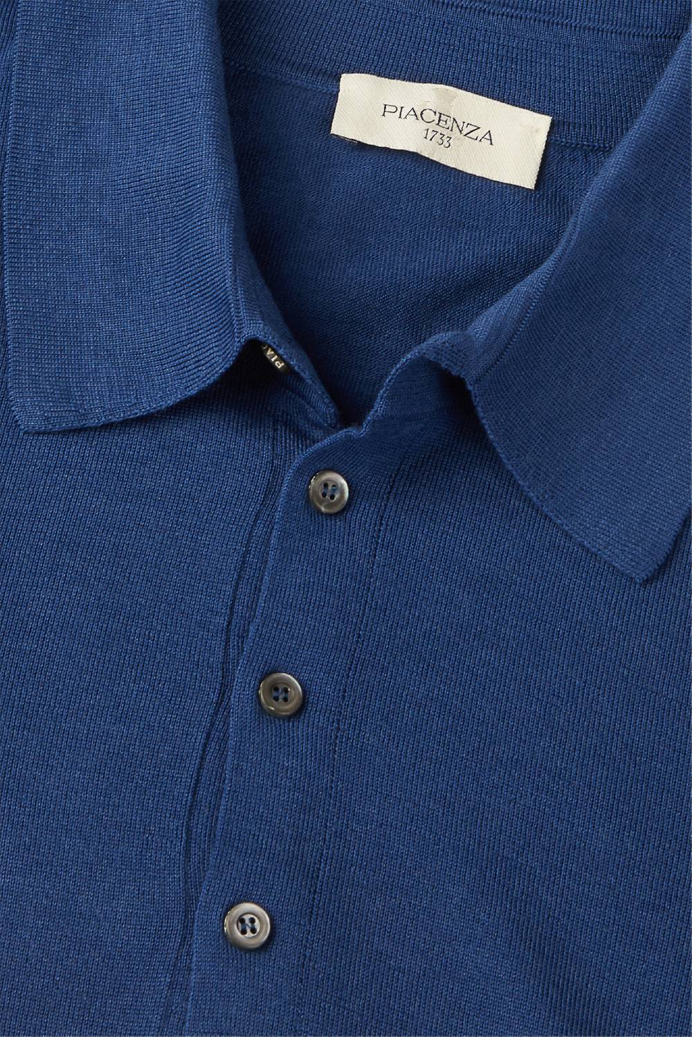 Piacenza 1733 Polo lana merino super fine blu Soddisfazione Garantita