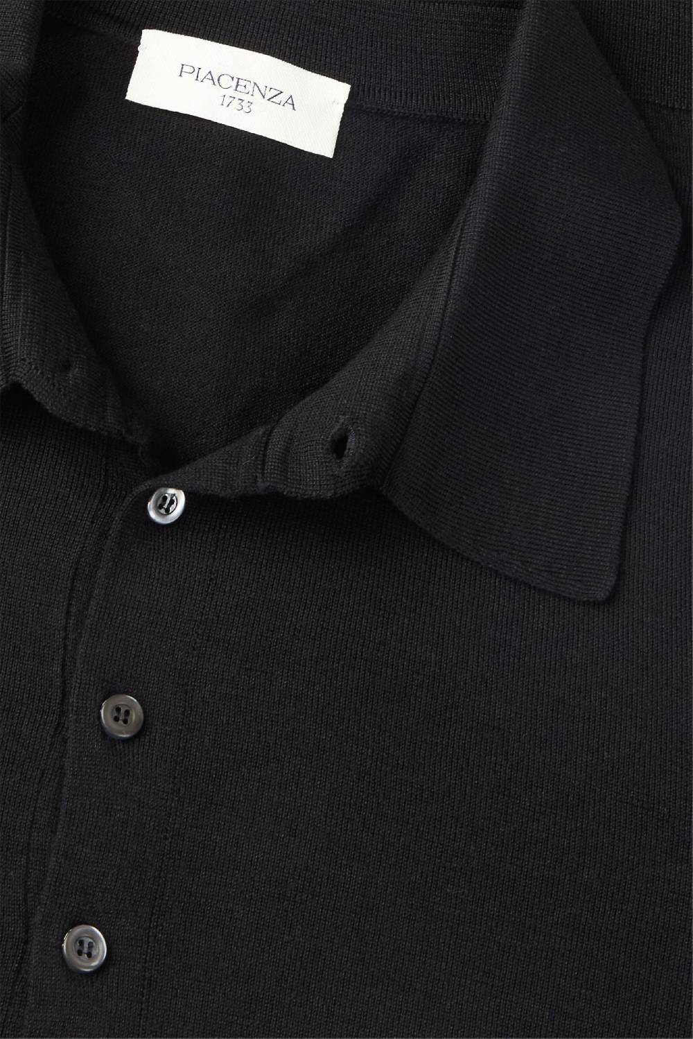 Piacenza 1733 Polo lana merino super fine nero Negozi Online
