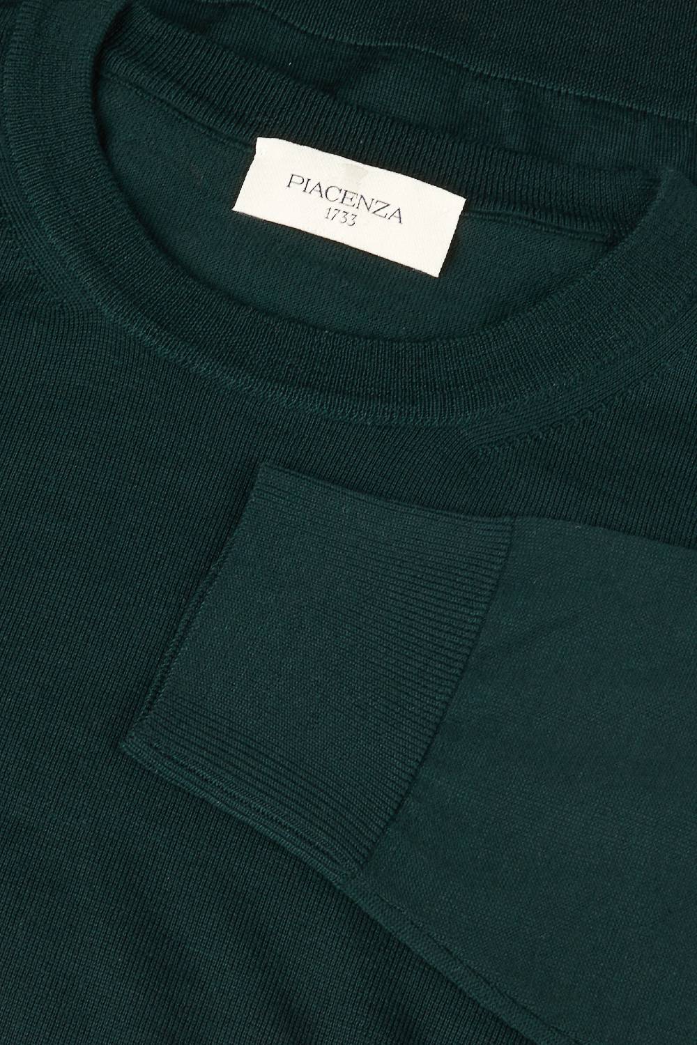 Piacenza 1733 Girocollo lana merino super fine verde scuro Sottocosto