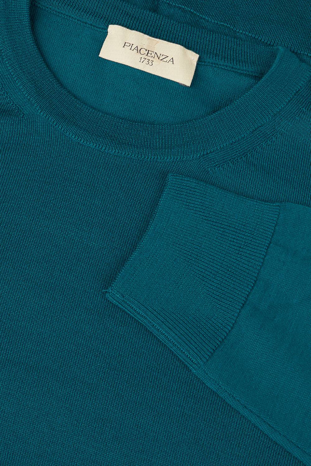 Piacenza 1733 Girocollo lana merino super fine petrolio Sostegno trimestrale