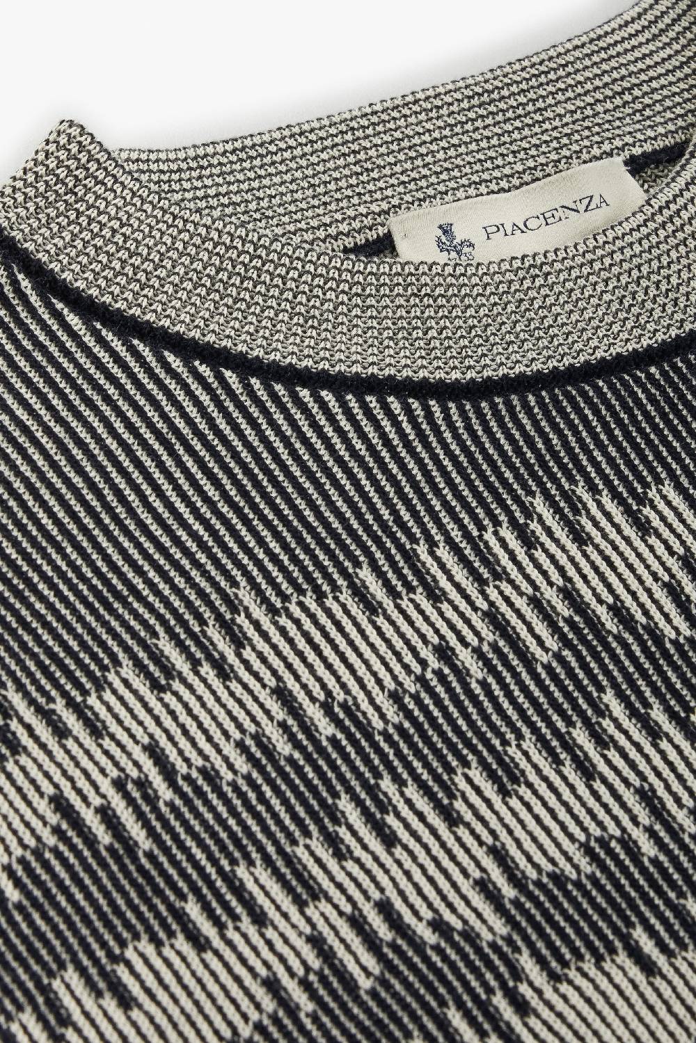 Piacenza 1733 Maglia maniche lunghe ikat striped rib blu e bianco Hotsell