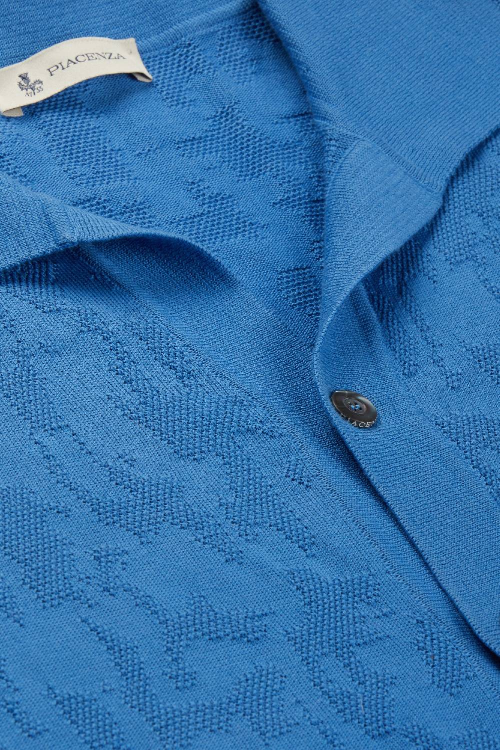 Piacenza 1733 Camicia maniche corte jacquard mesh camo azzurro Vendita Economica