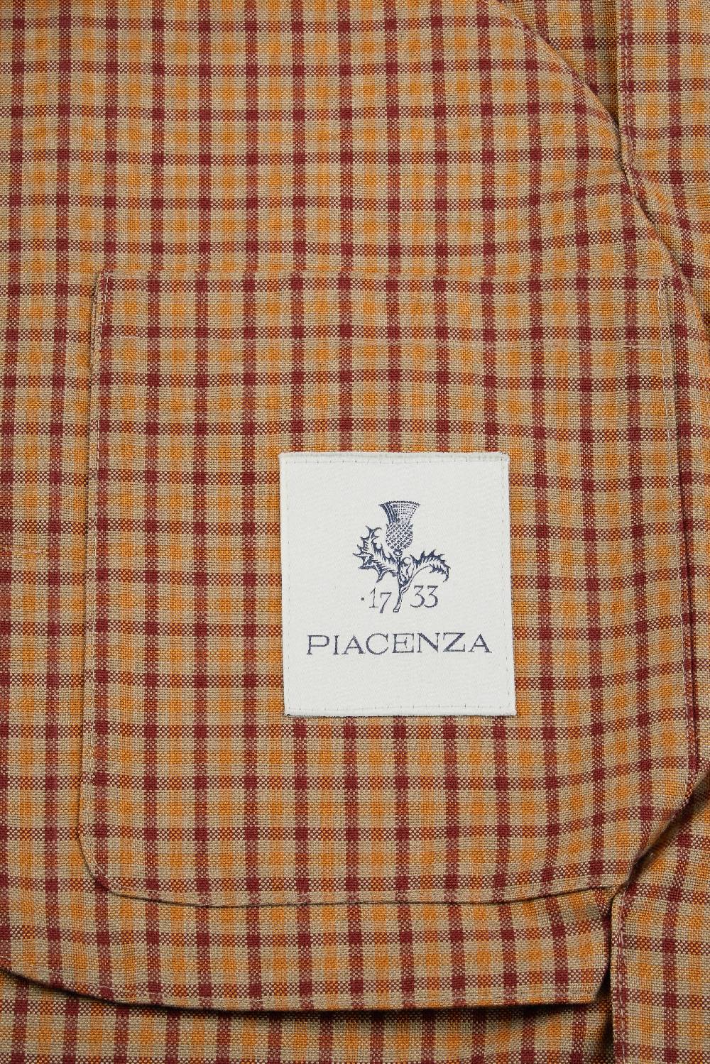 Piacenza 1733 Giacca camicia micro check cammello e bordeaux In Saldo