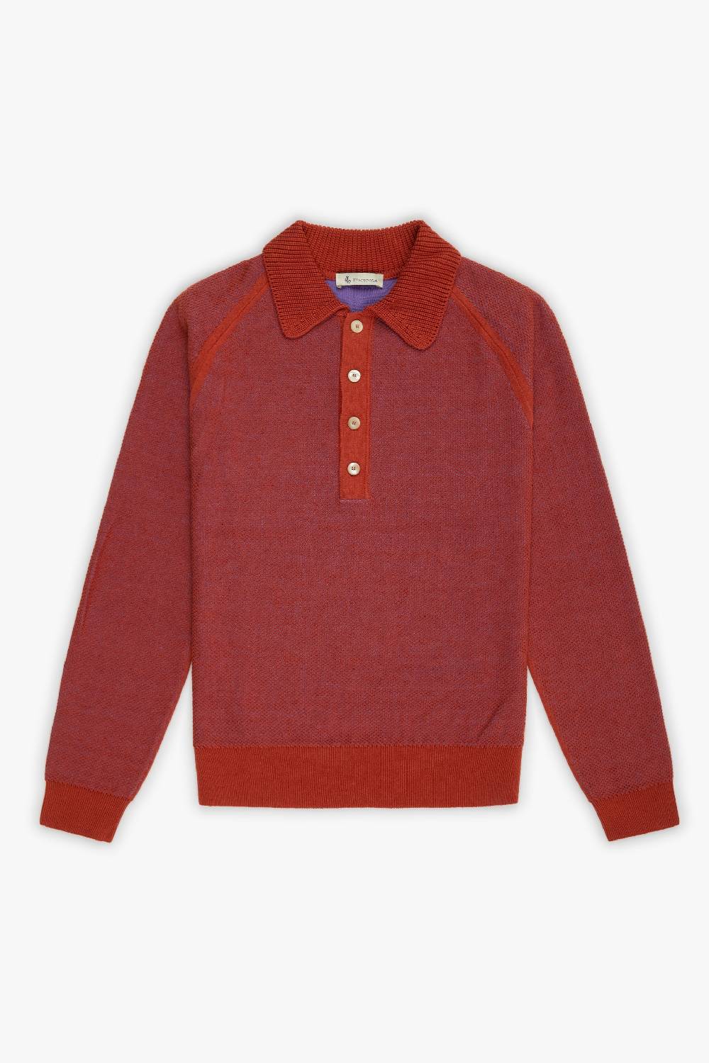 Piacenza 1733 Polo maniche lunghe two tone honey comb viola