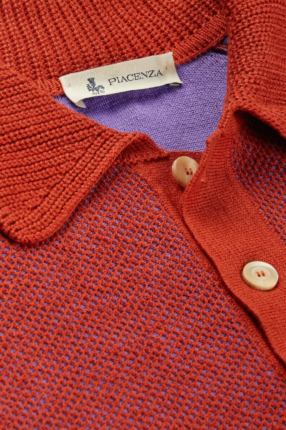 Piacenza 1733 Polo maniche lunghe two tone honey comb viola Nuovo
