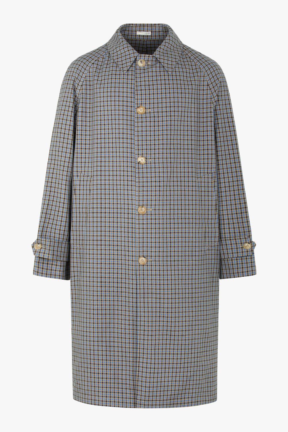 Piacenza 1733 Trench micro check azzurro e marrone Vendita