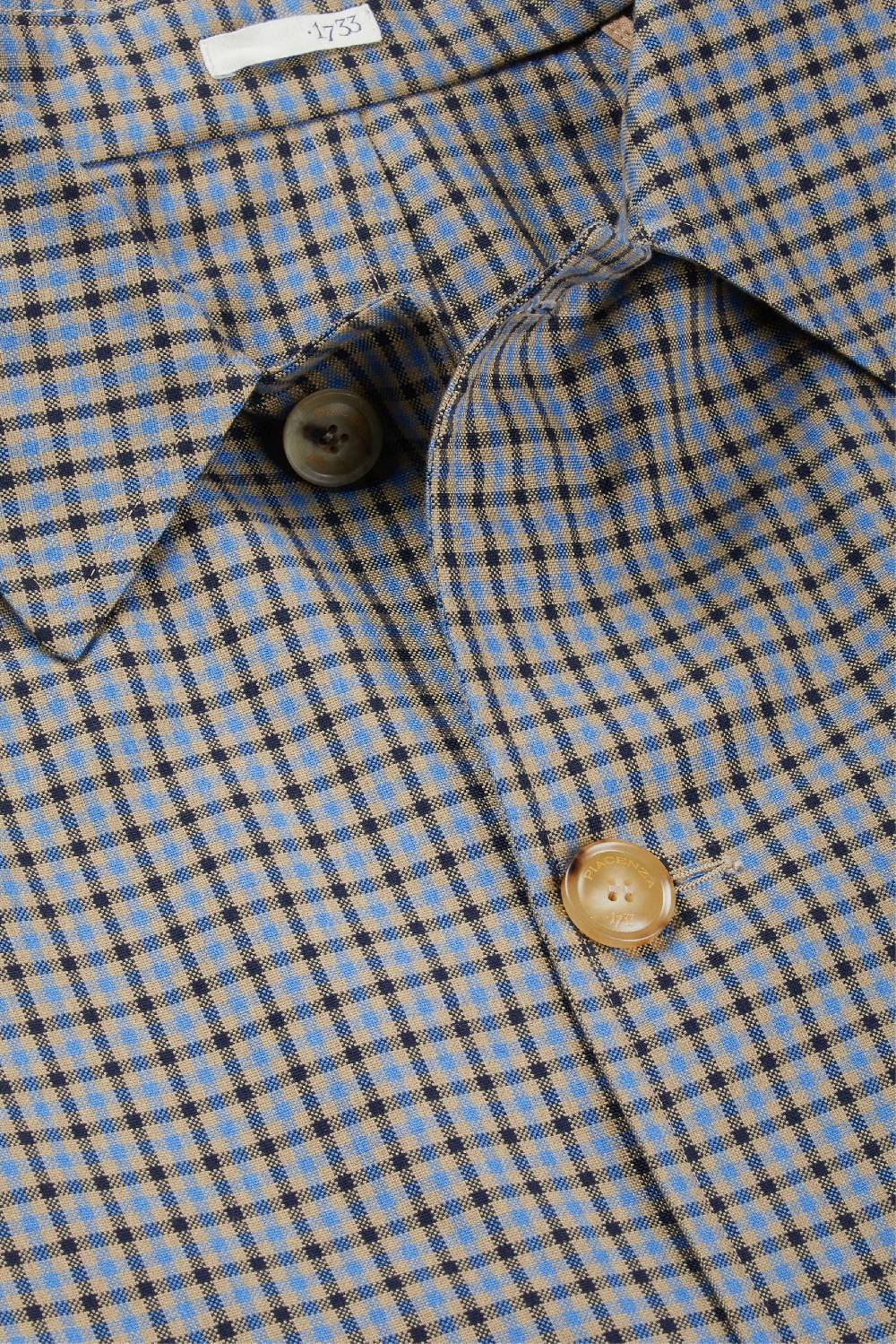 Piacenza 1733 Trench micro check azzurro e marrone Vendita