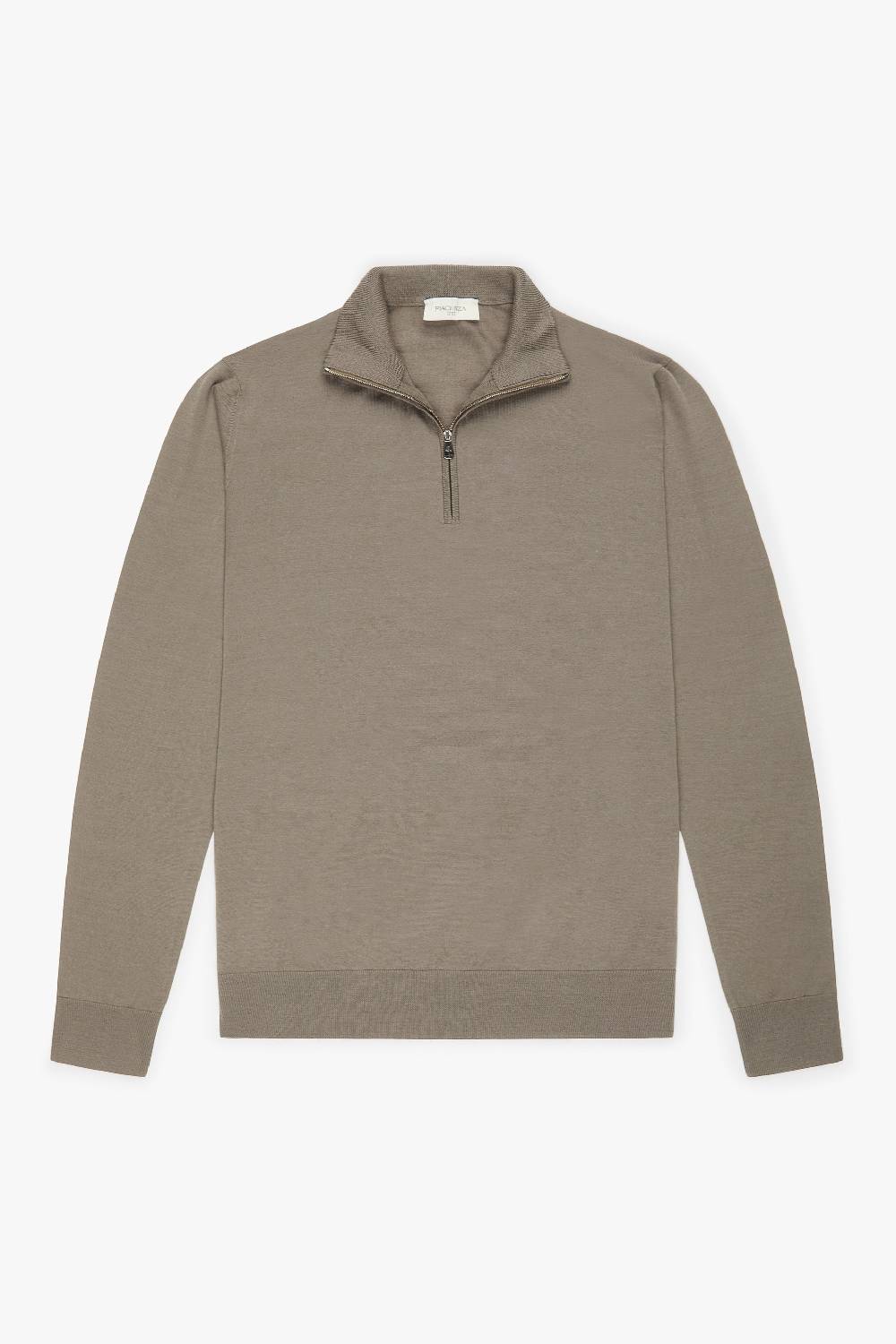 Piacenza 1733 Lupetto Zip lana merino super fine nocciola Nuovo