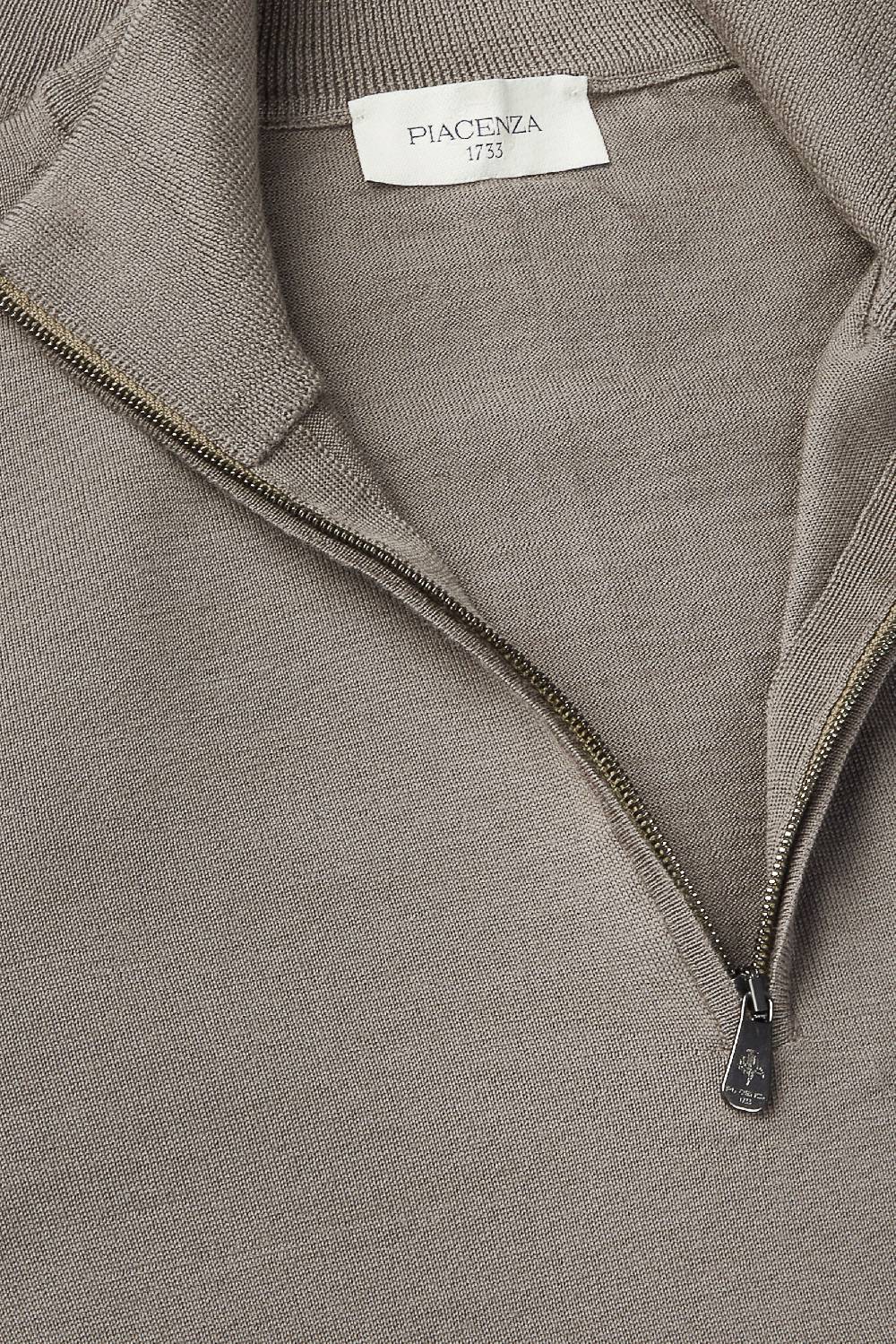 Piacenza 1733 Lupetto Zip lana merino super fine nocciola Nuovo