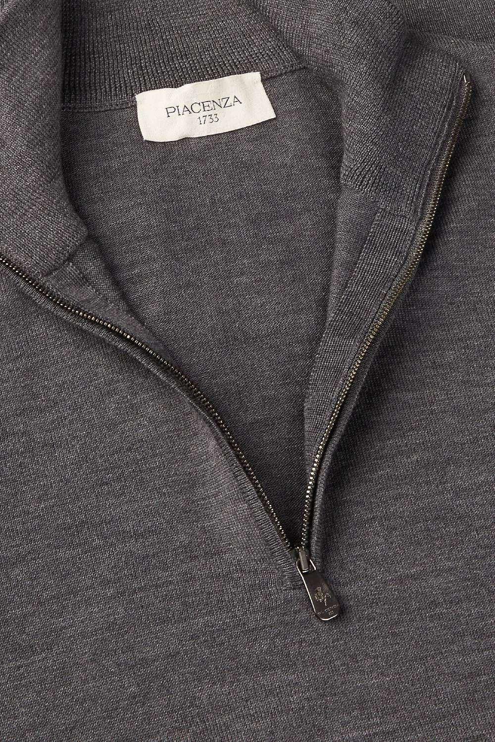 Piacenza 1733 Lupetto Zip lana merino super fine antracite Vendita