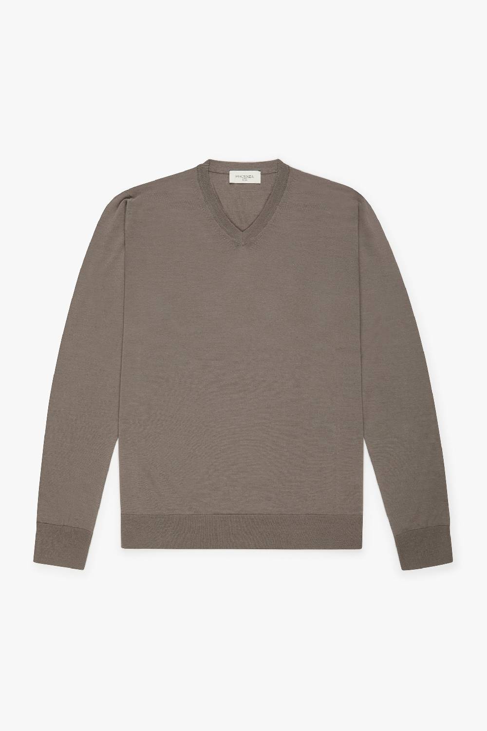 Piacenza 1733 Scollo V lana merino super fine nocciola Spedizione Gratuita