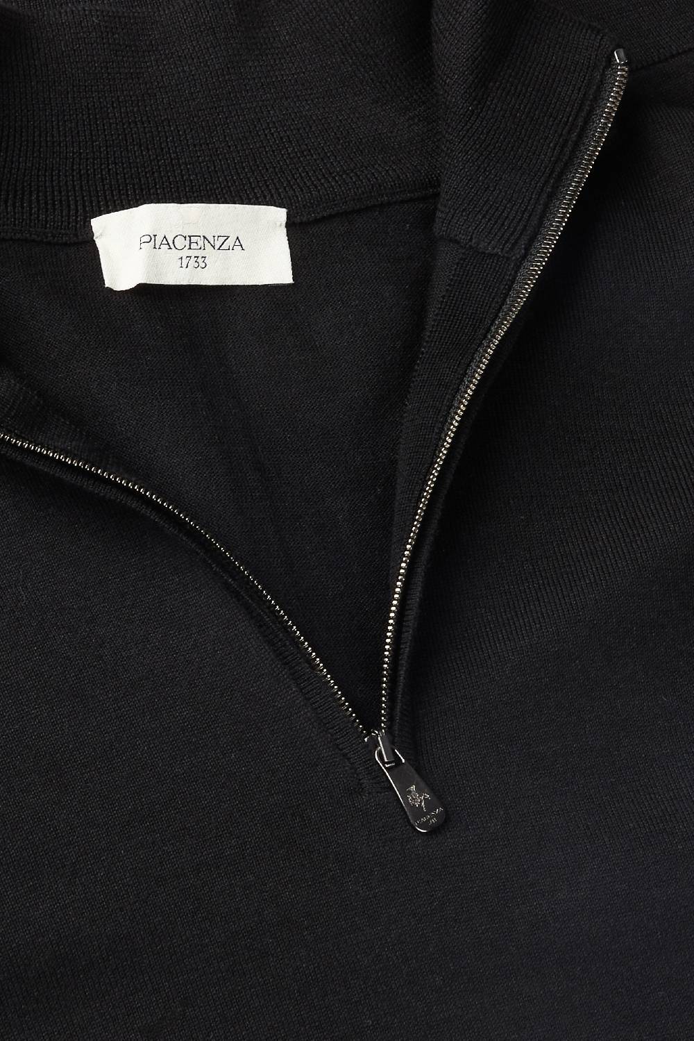 Piacenza 1733 Lupetto Zip lana merino super fine nero Pezzi Unici