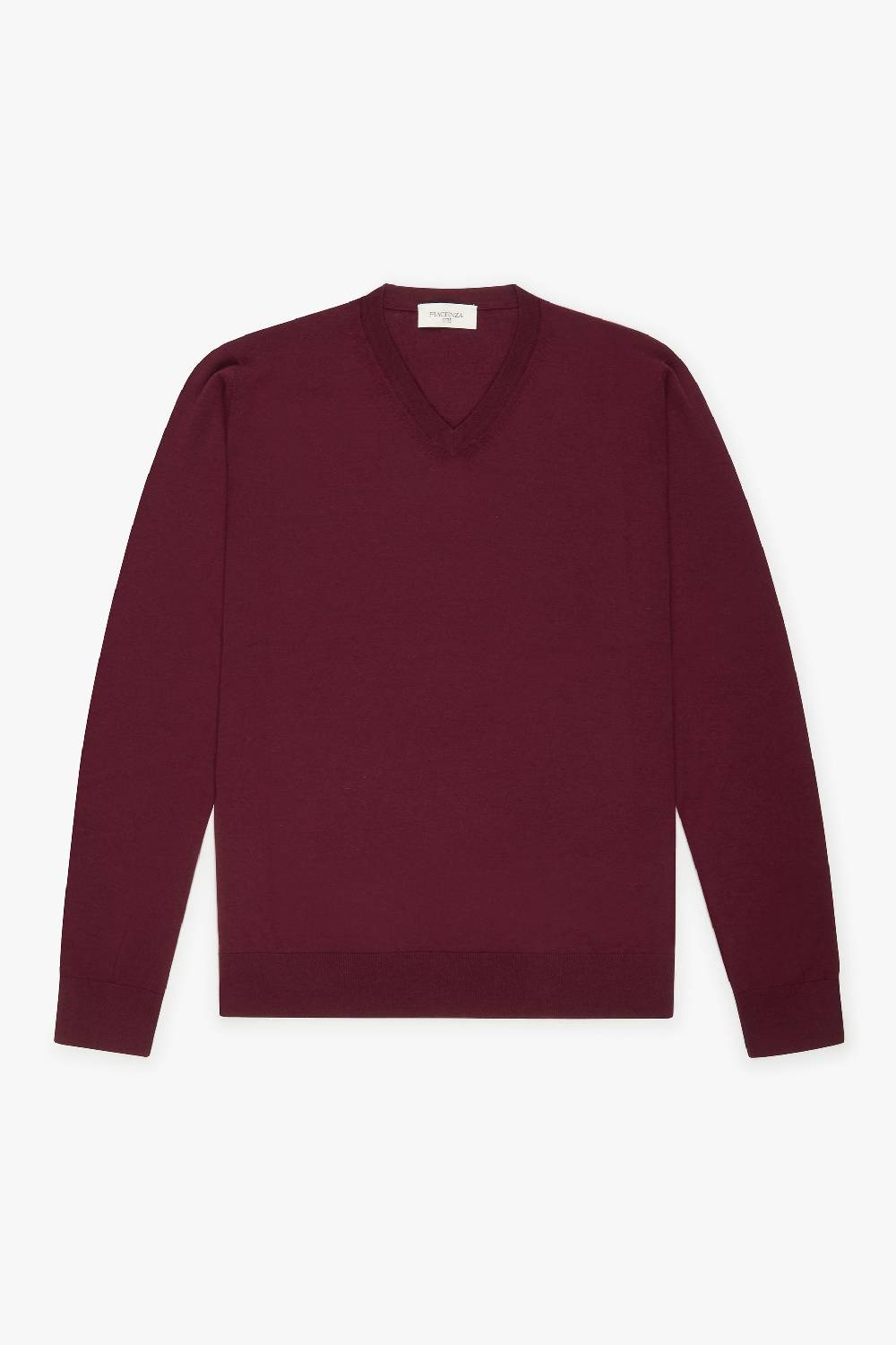 Piacenza 1733 Scollo V lana merino super fine bordeaux Soddisfazione Garantita